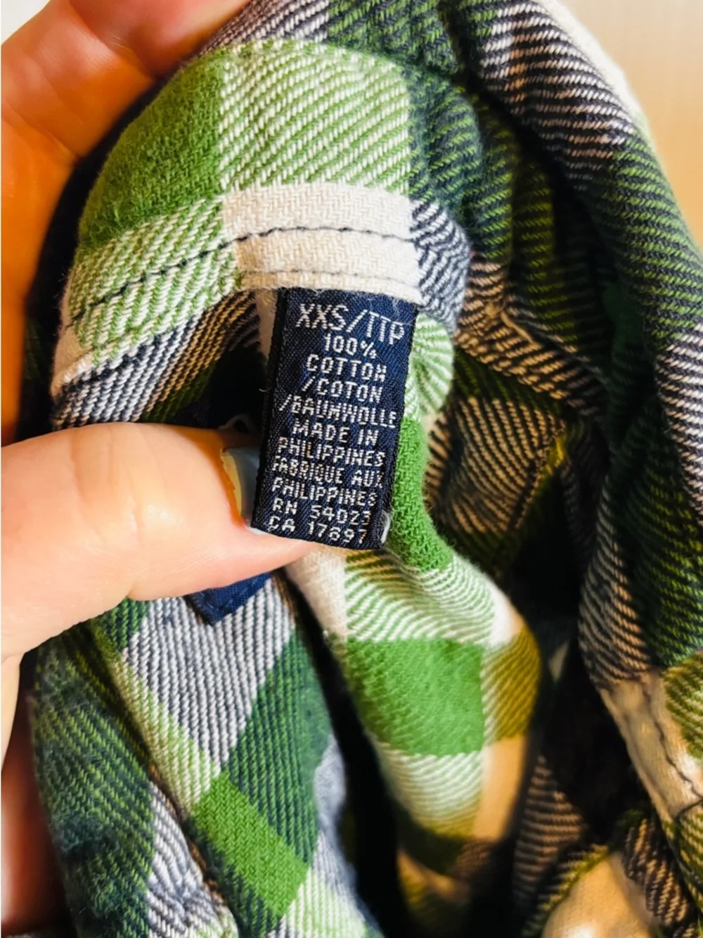 GAP Navy Green Plaid Button-Down Shirt for Kids size XXS